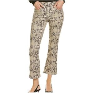 Frame Le Crop Mini Boot Jeans Sz 27 The Serpent Animal Print Beige Black